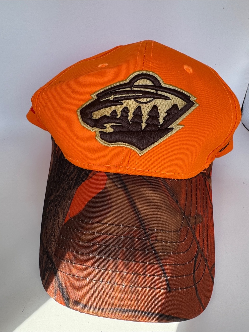 Men's Orange Cap Hunting Cap with Minnesota Wild Emblem NWOT